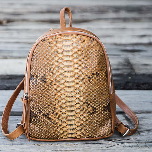 Genuine Snake Skin Python Mini Backpack Mixed With main image 2